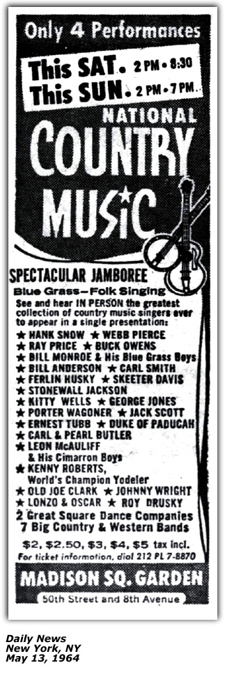 Promo Ad - Madison Square Garden Opry Show - 1964