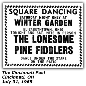 Promo Ad - Winter Garden - Elizabethtown, OH - The Lonesome Pine Fiddlers - July 1965
