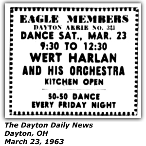 Promo Ad - Eagles Dayton Aerie NO. 321 - Dayton, OH - Wert Harlan - March 1963