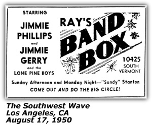 Promotional Ad - Ray's Band Box - 1950