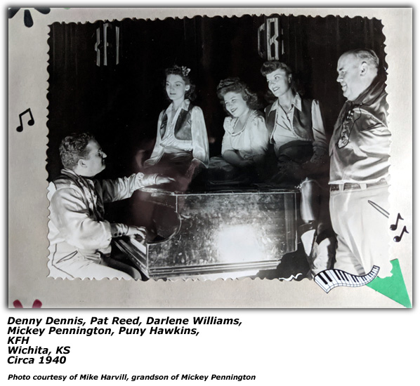 Photo - KFH Studio - Denny Dennis - Pat Reed - Darlene Williams - Mickey Pennington - Puny Hawkins - Circa 1940