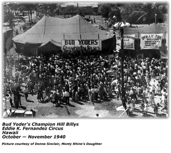 Bud Yoder Champion Hill Billys Tent Hawaii 1940