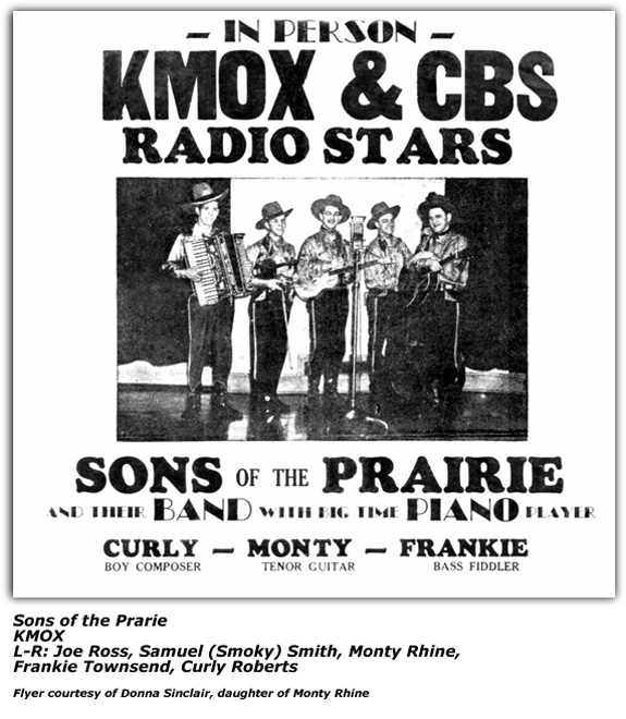 Promo Flyer - Four Sons of the Prairie - KMOX - late 1930s