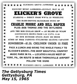 Promo Ad - Elicker's Grove - Country Music Jamboree - Charlie Moore - Bill Napier - Bob Thomas - May 1965
