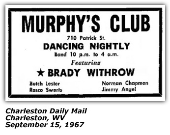 Promo Ad - Murphy's Club - Butch Lester - Charleston, WV - 1967
