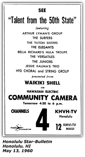 Promo Ad - Community Camera - Waikiki Shell - Honolulu, HI - The Surfers - The Tilton Sisters - BEll Richard's Hula Troupe - Jessie Kalima's Trio
