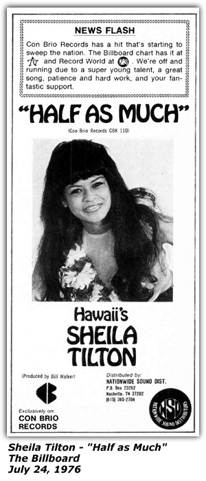 Promo Ad - Billboard - Con Brio Records - Sheila Tilton - Half As Much - July 1976