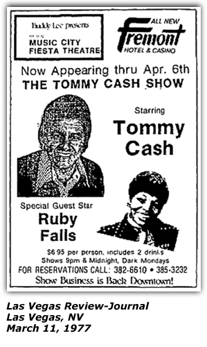 Promo Ad - Fremont Hotel & Casino - Las Vegas, NV - Tommy Cash - Ruby Falls - March 11, 1977
