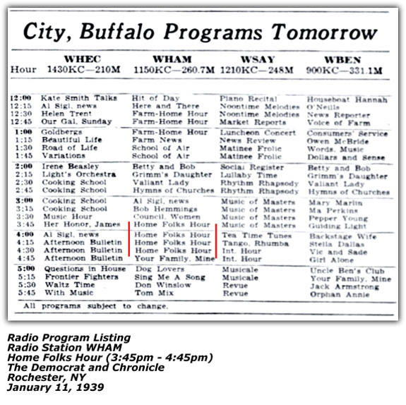Radio Program Listing - WKRC - Doc and Carl - May 8 1949