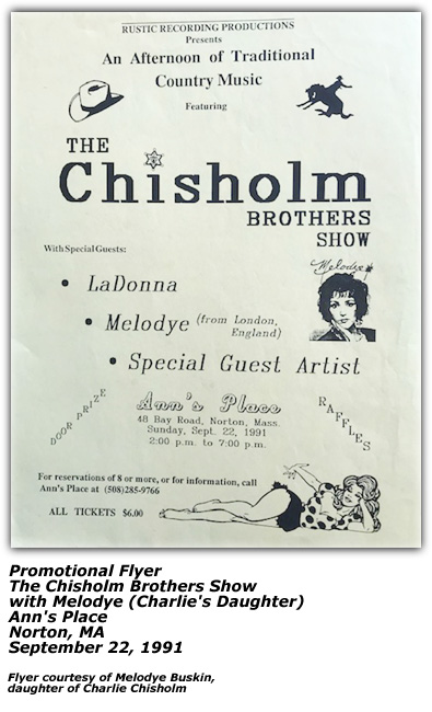 Promo Flyer - Ann's Place - Norton, MA - Chisholm Brothers with Melodey - 1991