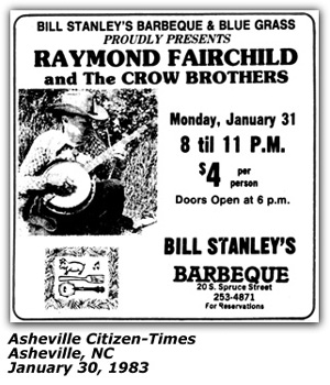 Promo Ad - Bill Stanley's BBQ - Raymond Fairchild - January 1983