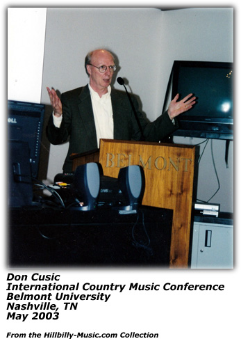 Don Cusic - International Country Music Conference - Nashville - May 2003