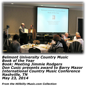 Don Cusic - Barry Mazor - Belmont Country Music Book of the Year - International Country Music Conference - Nashville - May 2014