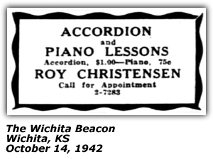 Promo Ad - Accordion Lessons - Roy Christensen - Wichita, KS - October 1942
