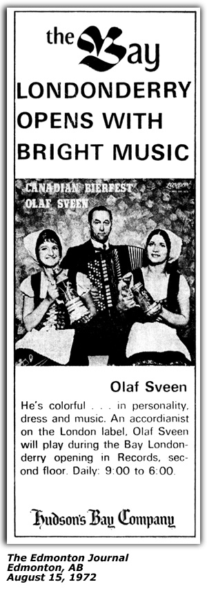 Promo Ad - Hudson's Bay Company Londonderry - Olaf Sveen - August 1972