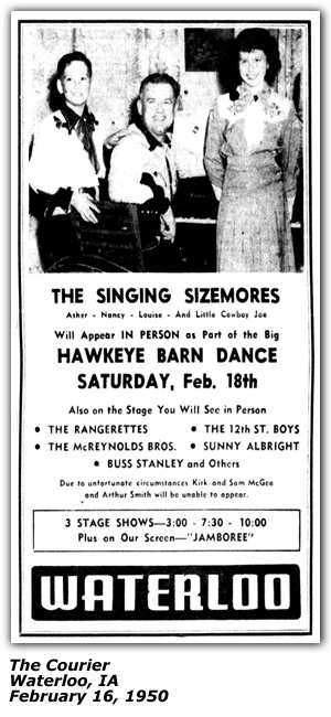 Promo Ad - Deer Creek Ranch - North Vernon, IN - WSM Grand Ole Opry - Asher Sizemore - Cowboy Copas - WOCH - June 1957