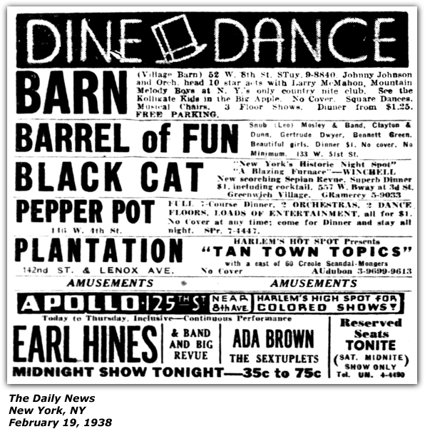Promo Ad - Village Barn - New York, NY - Mountain Melody Boys - Feb 19 1938